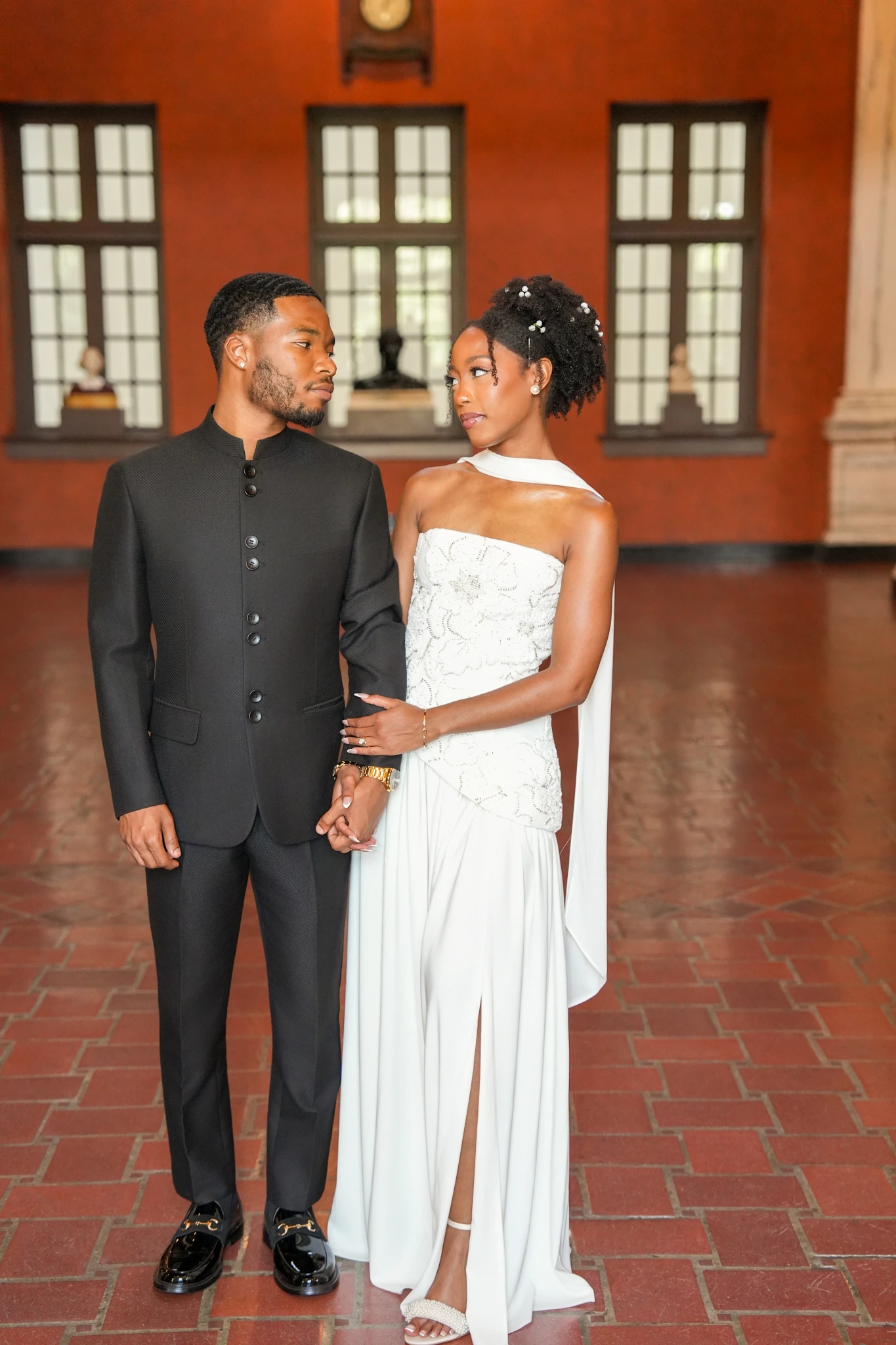 Editorial full-length engagement portrait in Houston